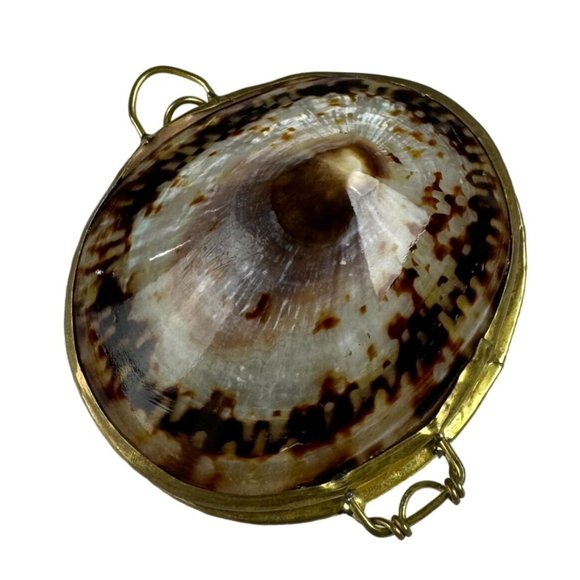 Vintage Brown Blister Shell Trinket Box 2 1/2" - Picture 5 of 5